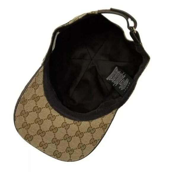 100% Auth GUCCI GG  Cap 200035 Beige Brown Multi Polyester Cotton Nylon - Hat - Picture 4 of 6